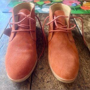 Woman’s Clark’s Originals Burnt Orange ankle boots. Suede. Never worn. Size 9.